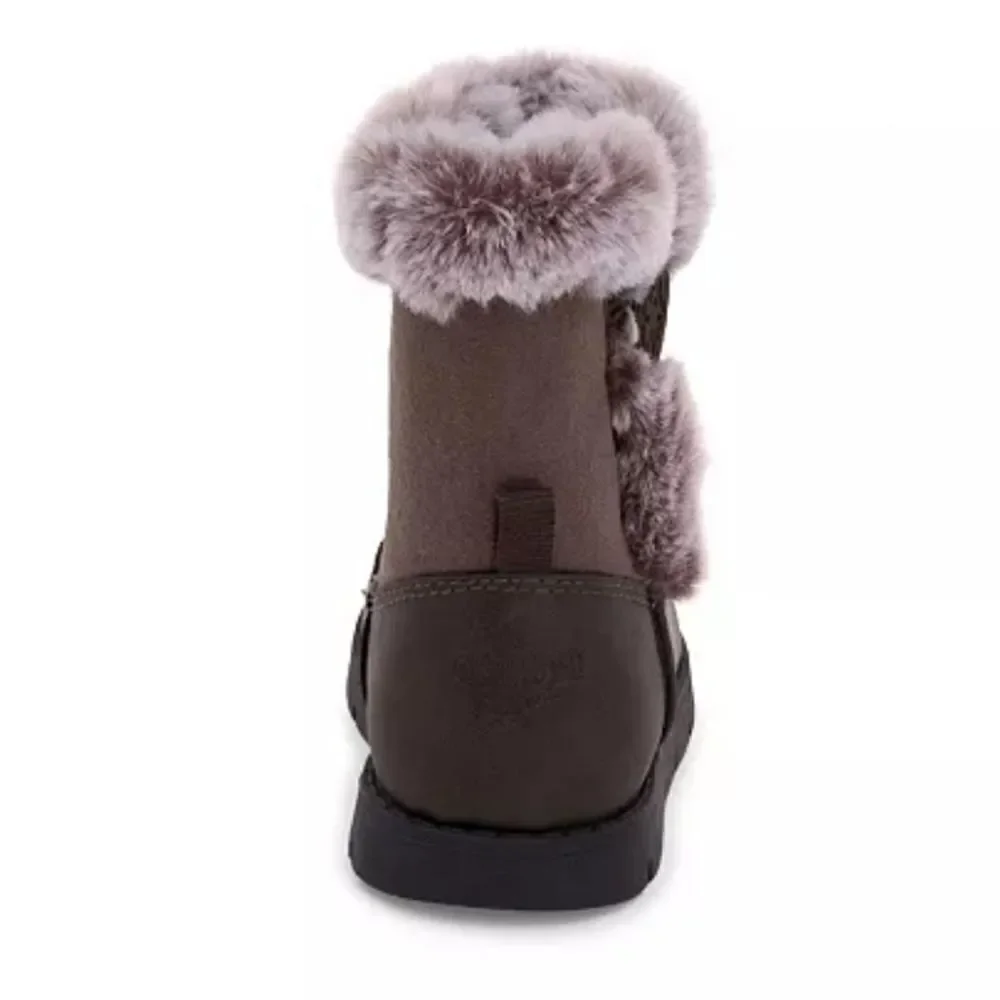 OSHKOSH B'GOSH  Girls Suede Faux Fur Siberian Grey Boots size 8